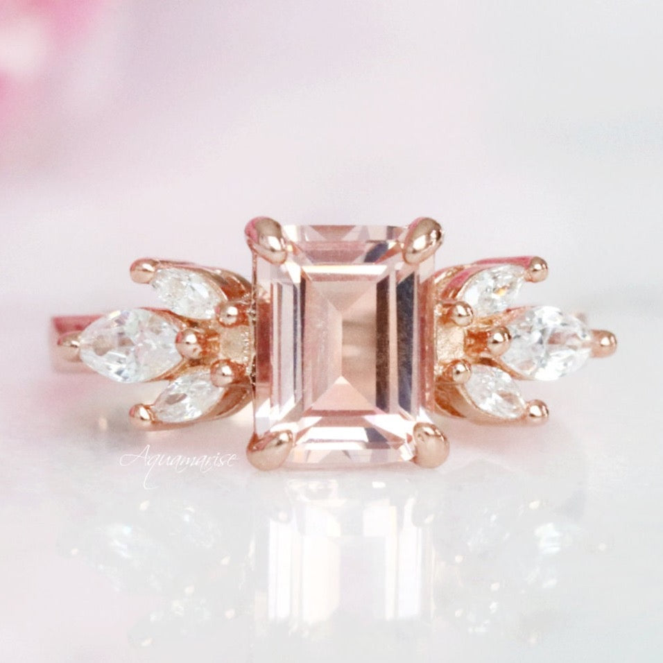 Eva Morganite Ring- 14K Rose Gold Vermeil