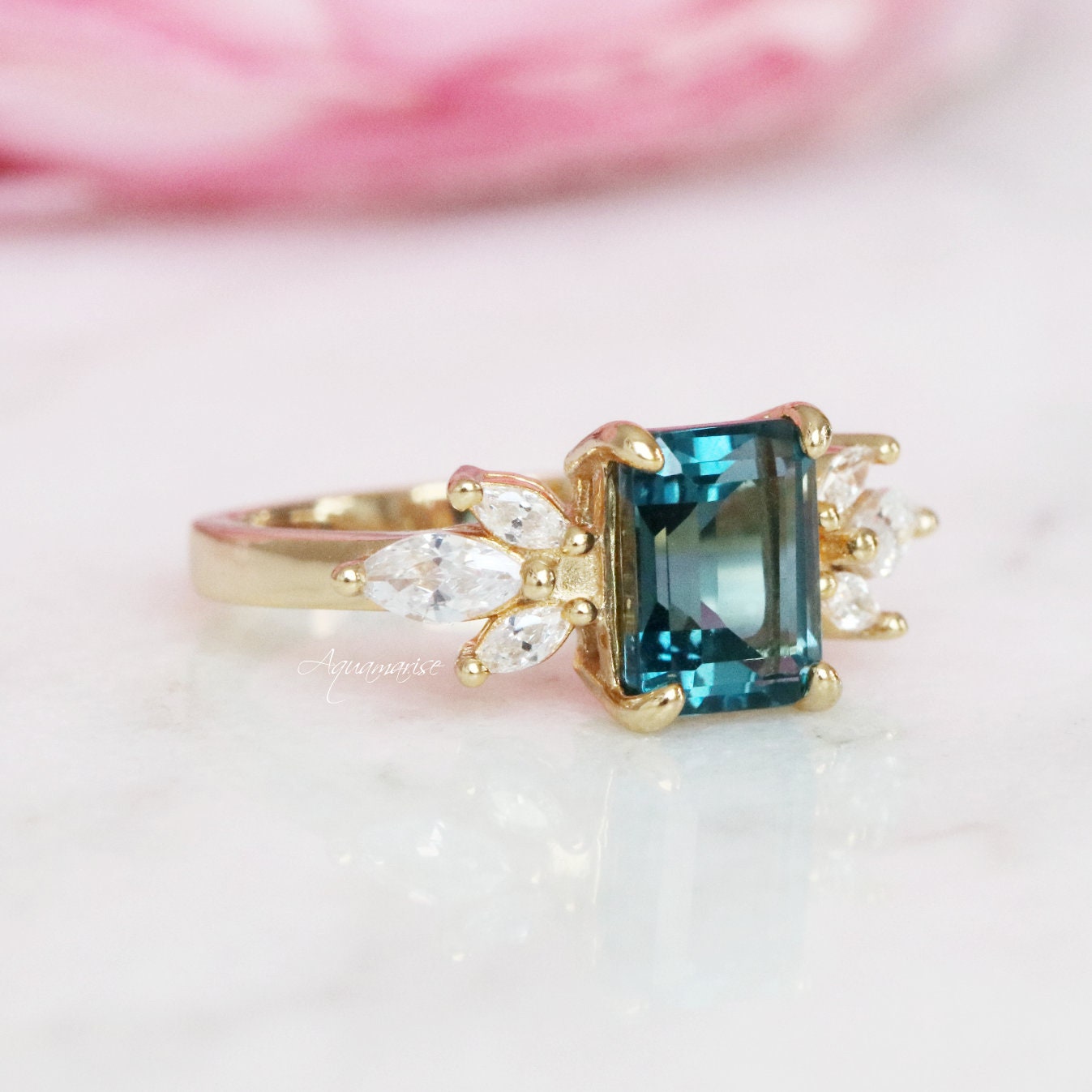 Eva London Blue Topaz Ring- 14K Gold Vermeil