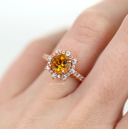 Aster Citrine Ring- 14K Rose Gold Vermeil