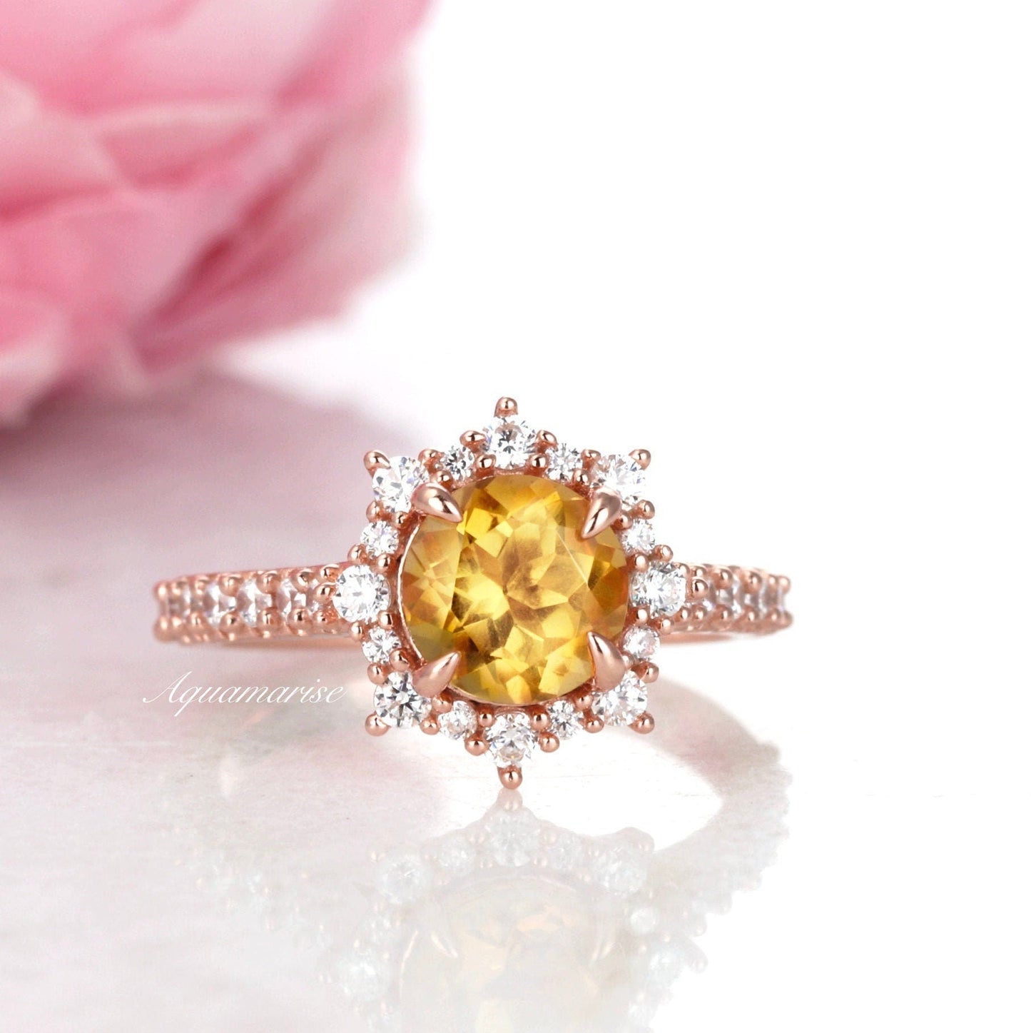 Aster Citrine Ring- 14K Rose Gold Vermeil