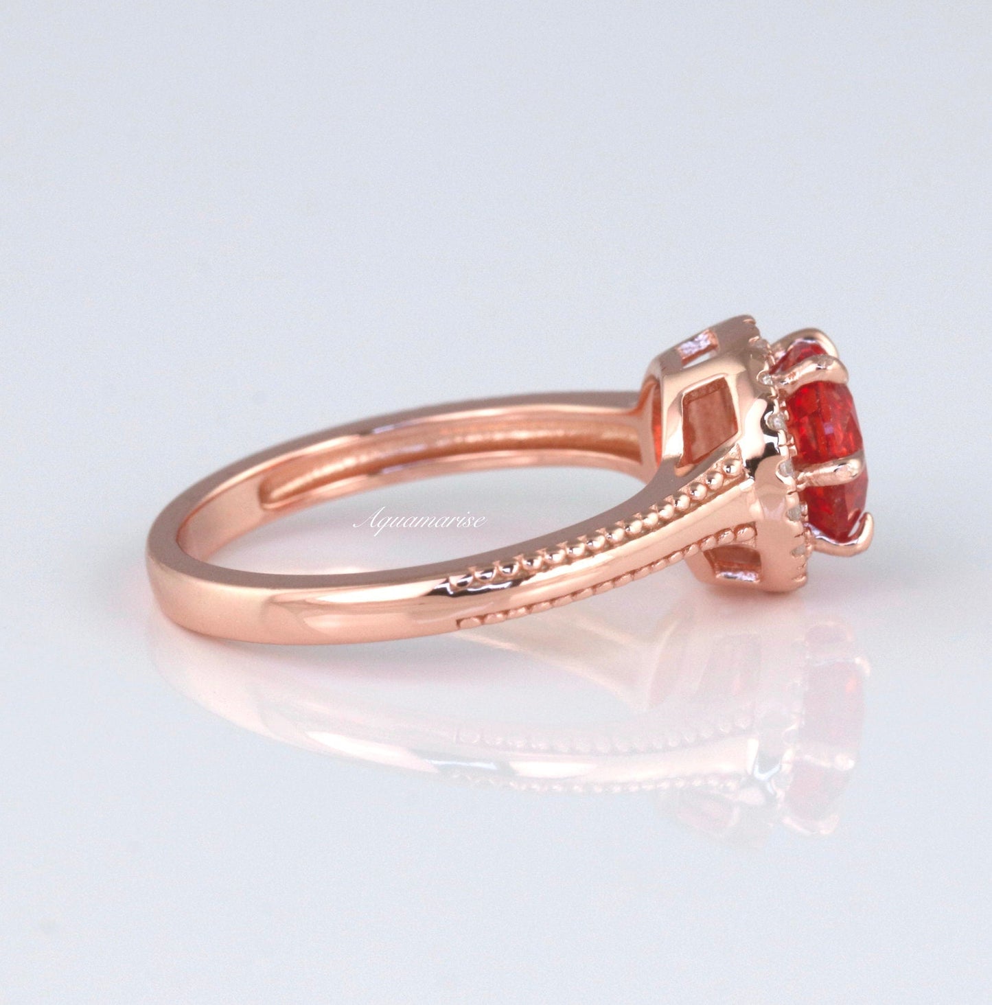 Ella Padparadscha Orange Sapphire Ring- 14K Rose Gold Vermeil