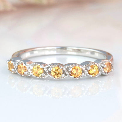 Citrine Wedding Band- Sterling Silver