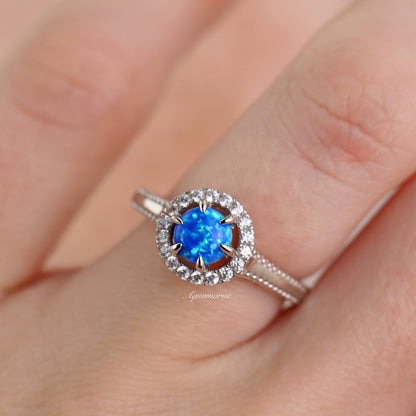 Ella Blue Fire Opal Ring- Sterling Silver