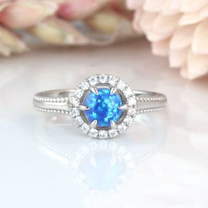 Ella Blue Fire Opal Ring- Sterling Silver