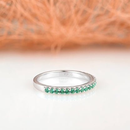 Valencia Emerald Wedding Band- Sterling Silver