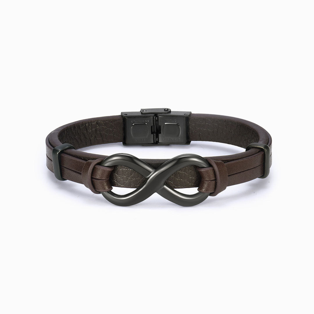 Pulsera gruesa de cuero infinito "Madre e hijo unidos para siempre"