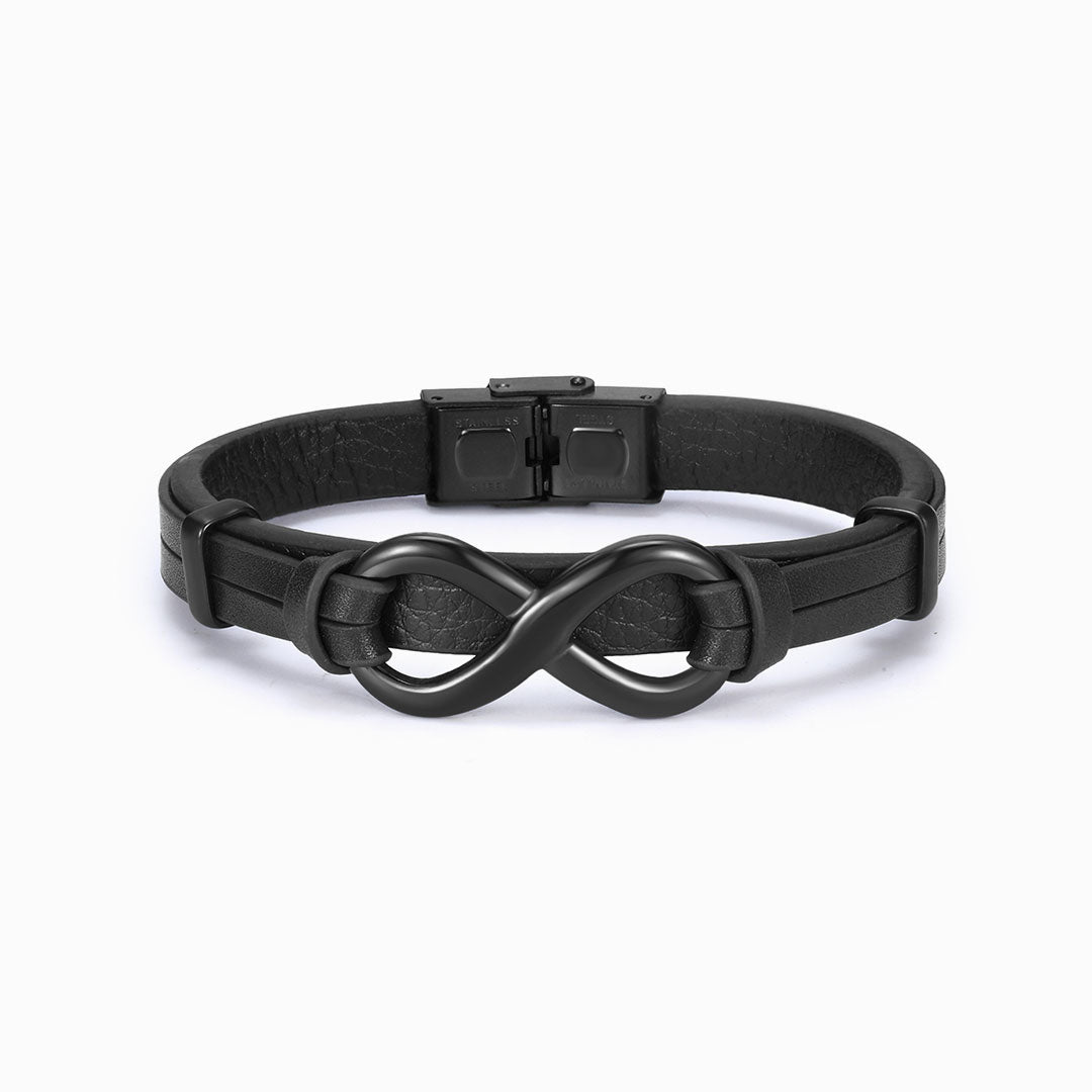 Pulsera gruesa de cuero infinito "Madre e hijo unidos para siempre"