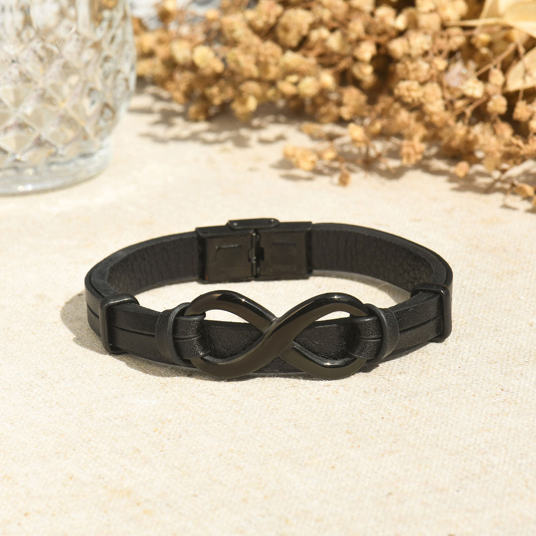 „Mutter und Sohn für immer miteinander verbunden“ Dickes Infinity-Lederarmband