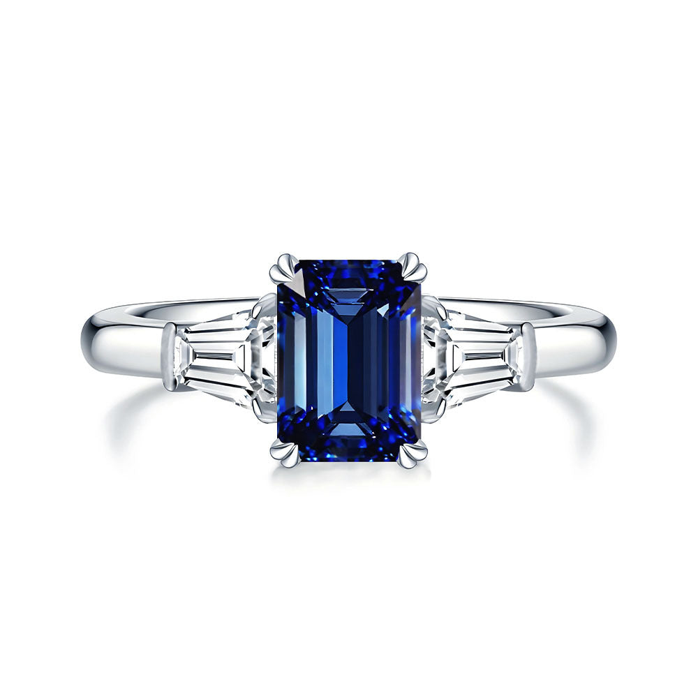 Elegant Emerald-Cut S925 Silver Ring