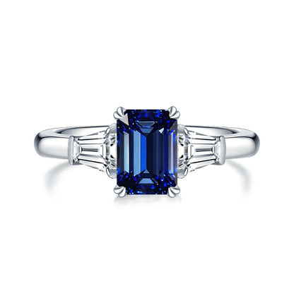 Elegant Emerald-Cut S925 Silver Ring