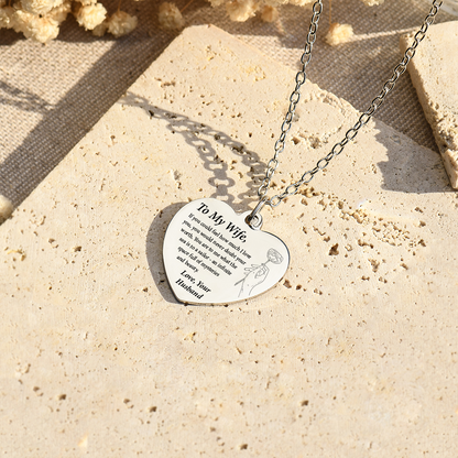 To My Wife, Infinite Beauty Engraved Heart Necklace