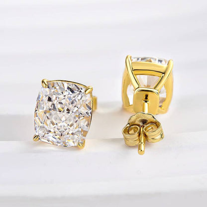 2.0Ct Classic Cushion Cut Women's Stud Earrings In 18K Gold