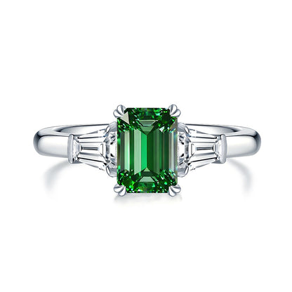 Elegant Emerald-Cut S925 Silver Ring