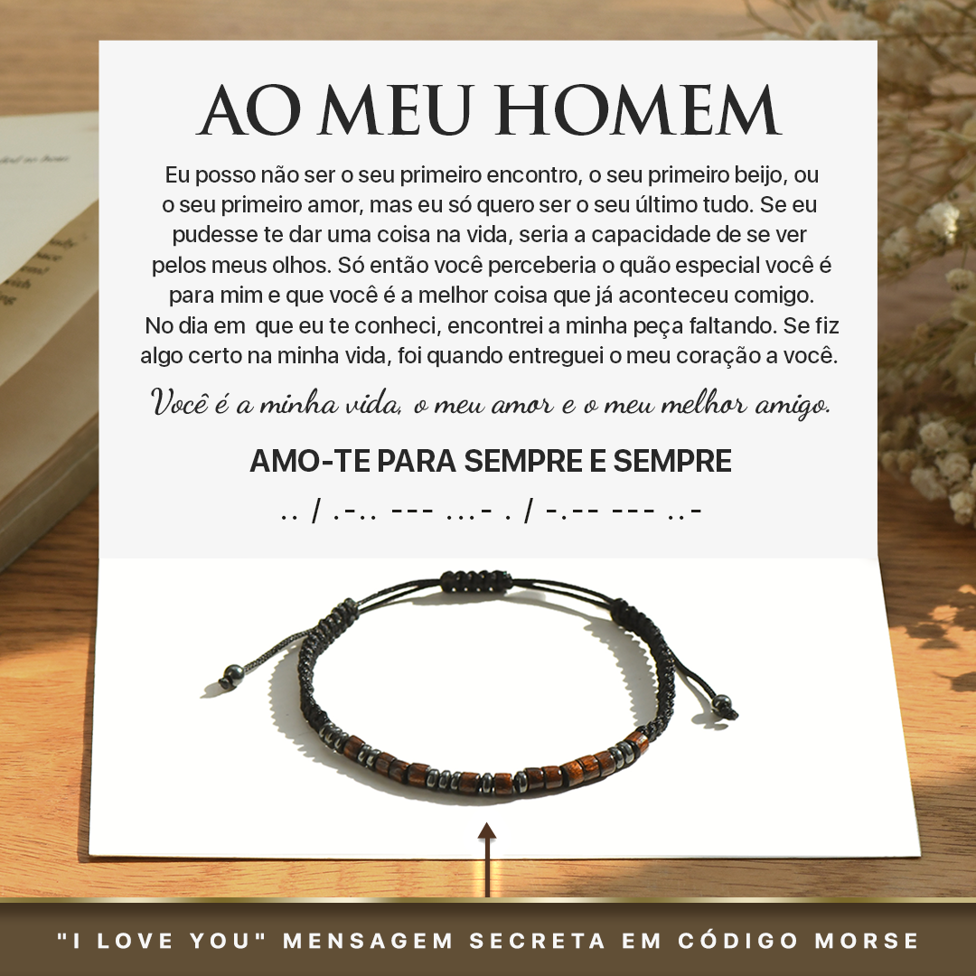 Ao Meu Homem, Amo-te Para Sempre e Sempre Pulseira de Código Morse