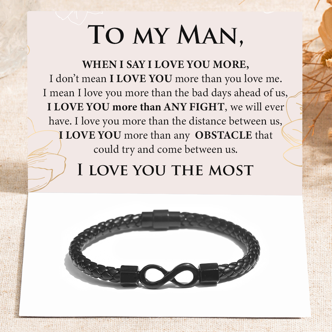 Para mi hombre, te amo más pulsera de cuero infinita