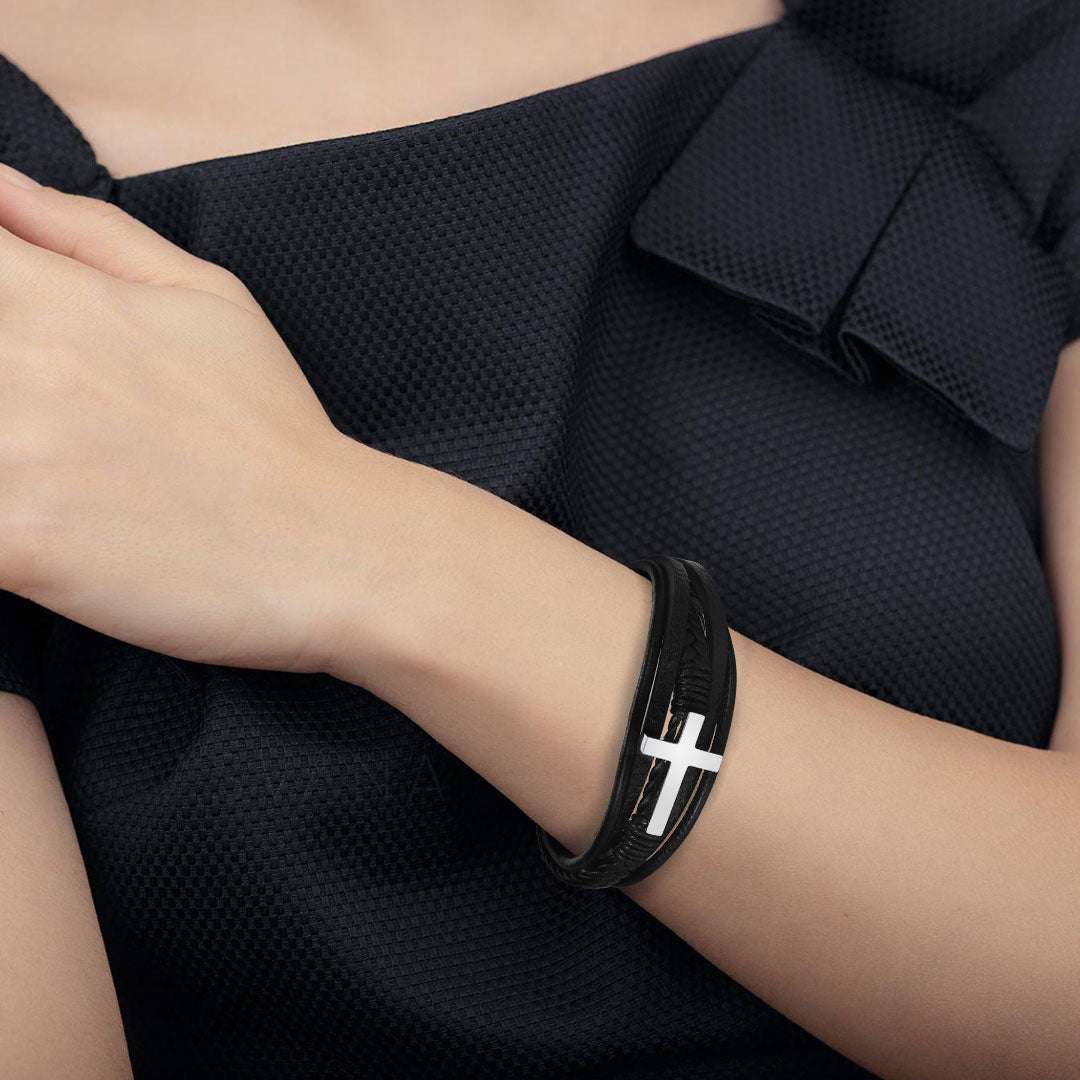 Umarmung vom Himmel Leder Kreuz Armband