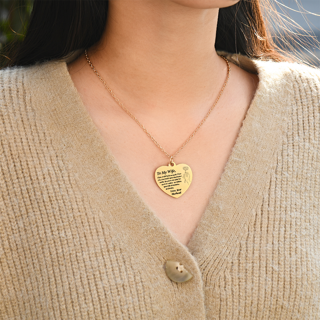 A mi esposa, collar de corazón grabado de belleza infinita