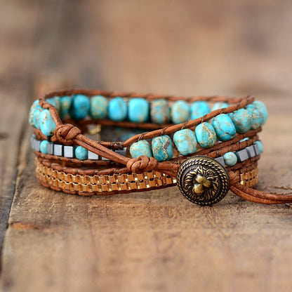 Turquoise & Jasper Healing Wrap Bracelet Free Shipping