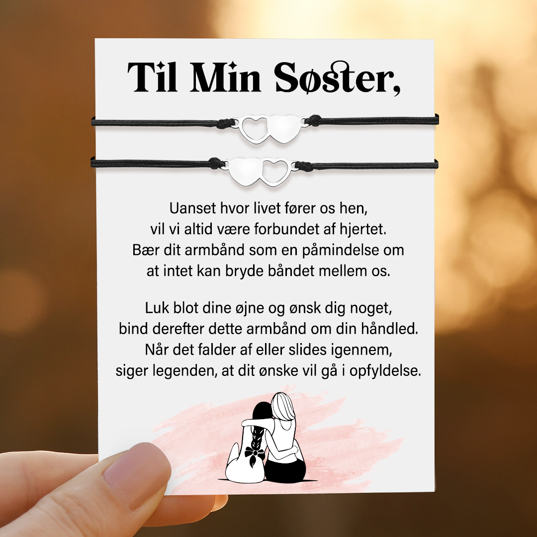 Til Min Søster, Vi Er Forbundet Af Hjertet Armbåndsæt