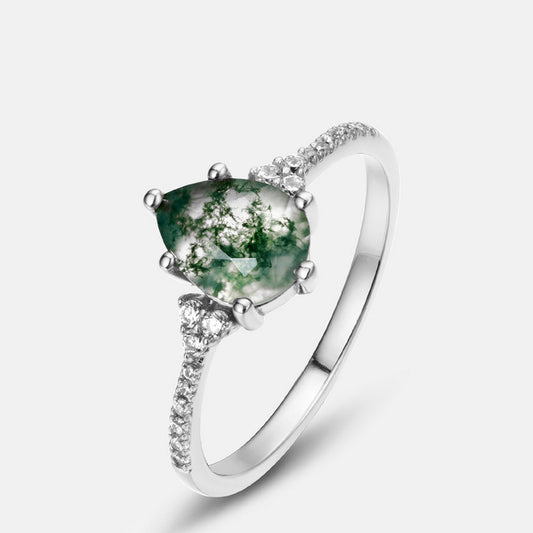 Green Moss Agate Ring Elegant Gift