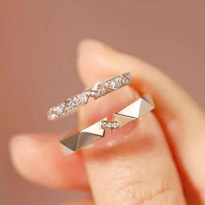 Couple Ring Geometric Prism Gift S925 Sterling Silver