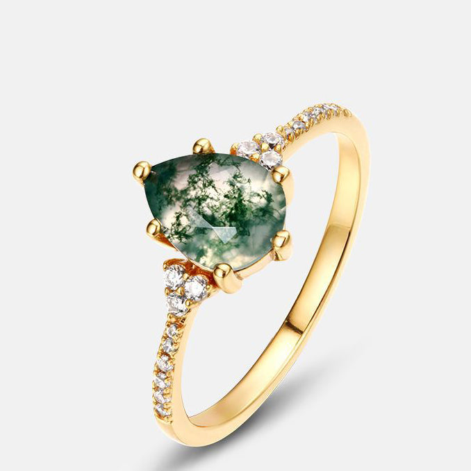 Green Moss Agate Ring Elegant Gift