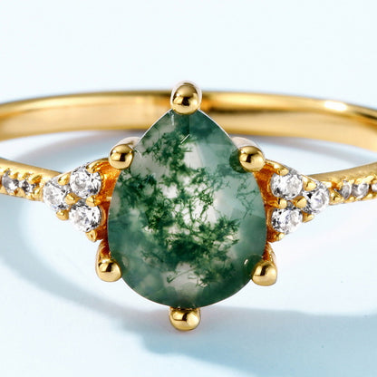 Green Moss Agate Ring Elegant Gift