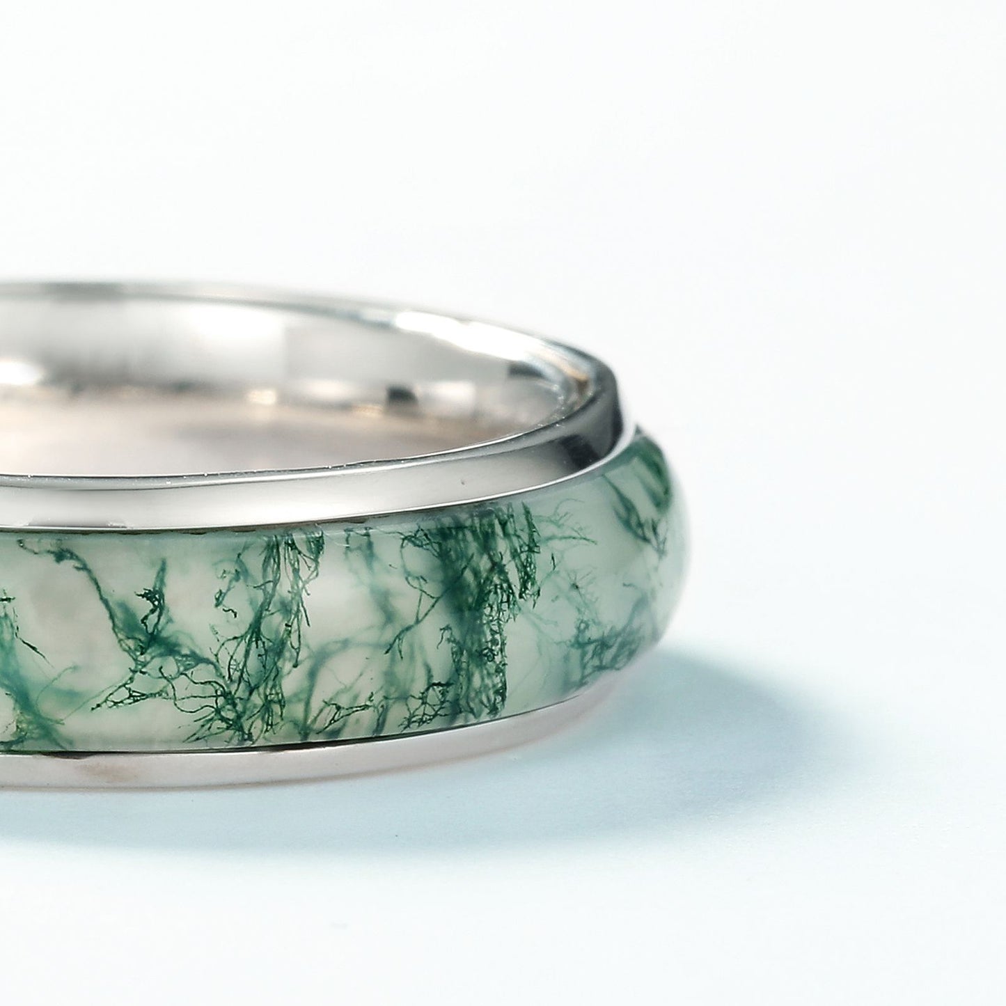 Green Moss Agate Ring Round