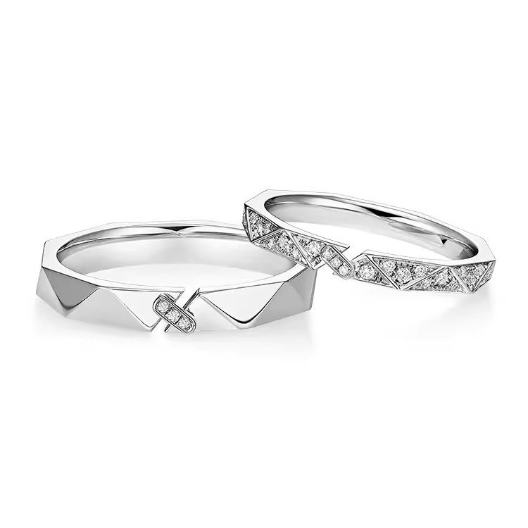 Couple Ring Geometric Prism Gift S925 Sterling Silver