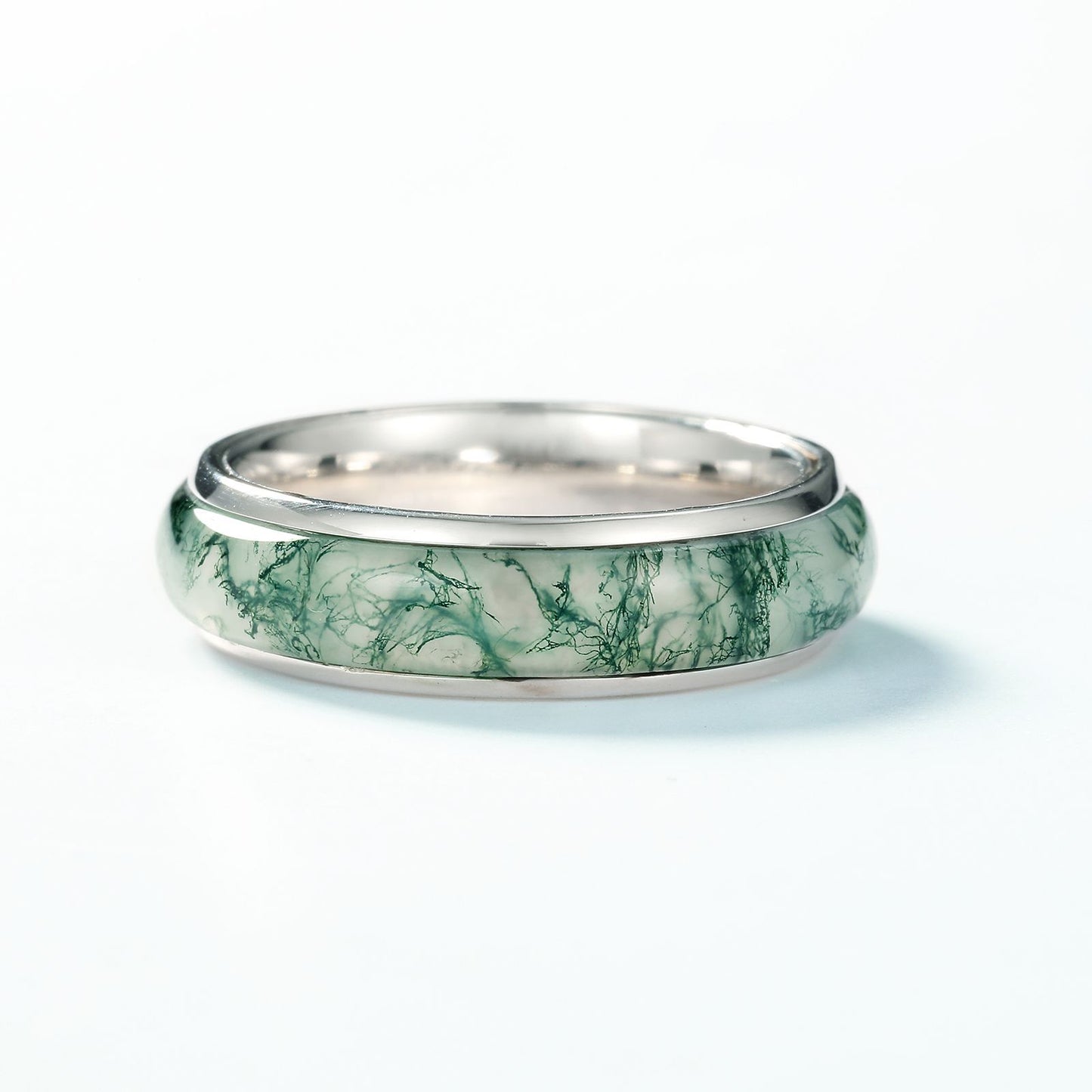 Green Moss Agate Ring Round