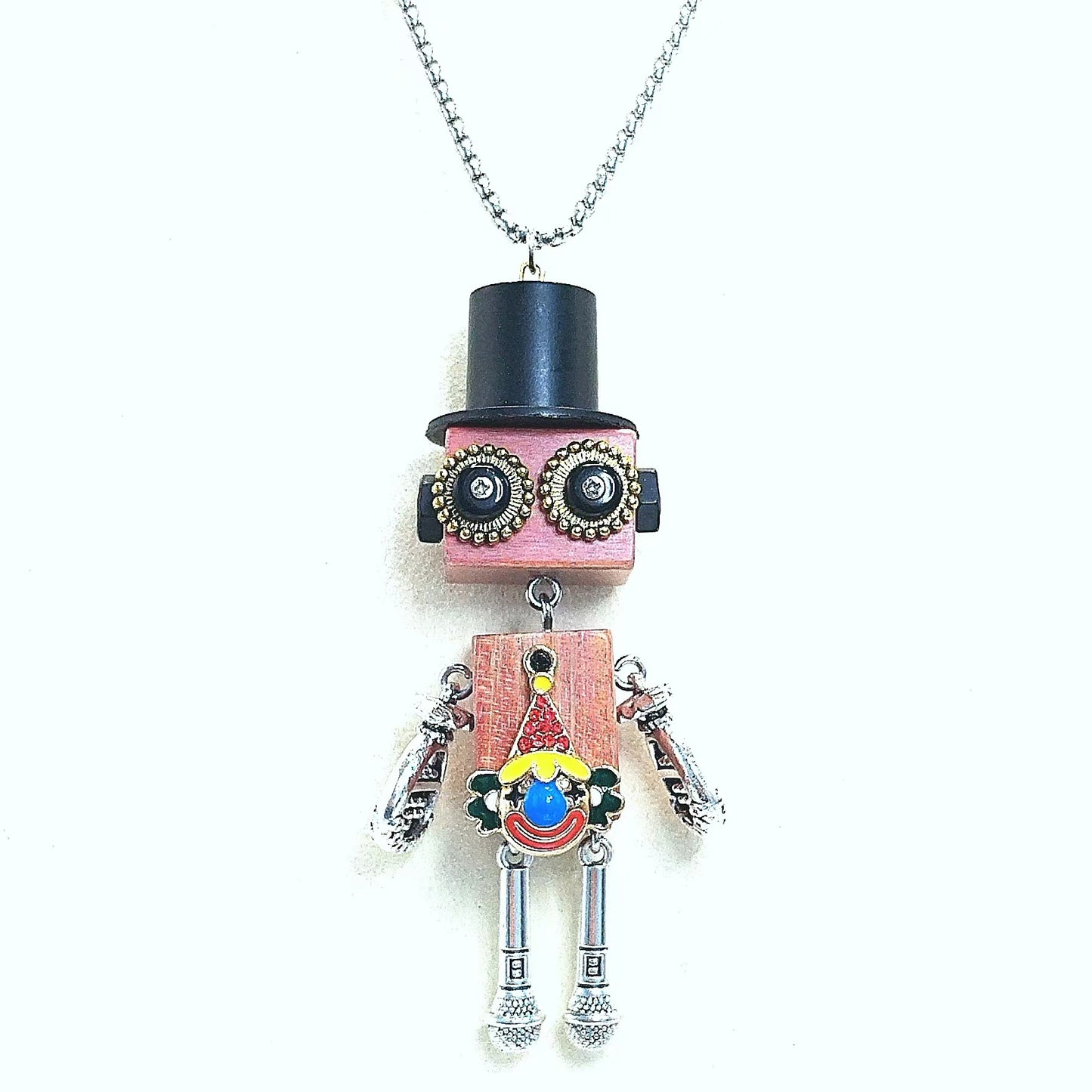 Steampunk Roboter Clown Halskette Schlüsselanhänger