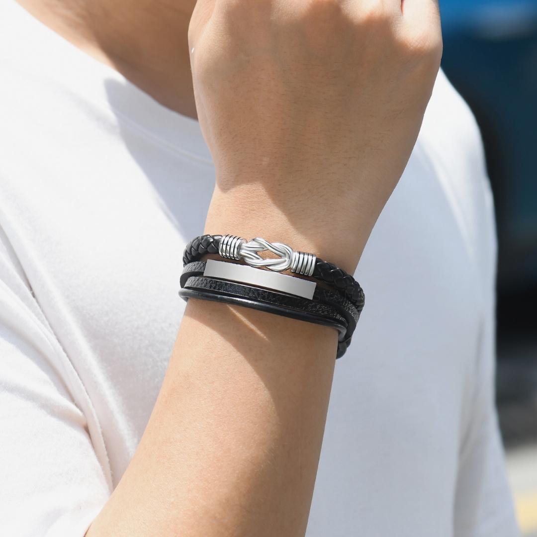 Lederarmband mit Magnetverschluss „Mutter und Sohn für immer verbunden“