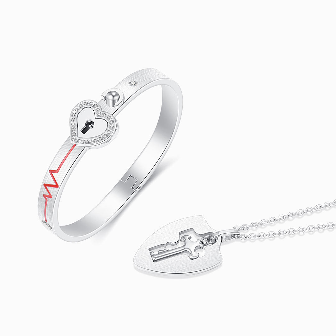 „Für meinen Seelenverwandten“ – Set aus Schlossarmband und Schlüsselkette mit Liebe für immer und ewig