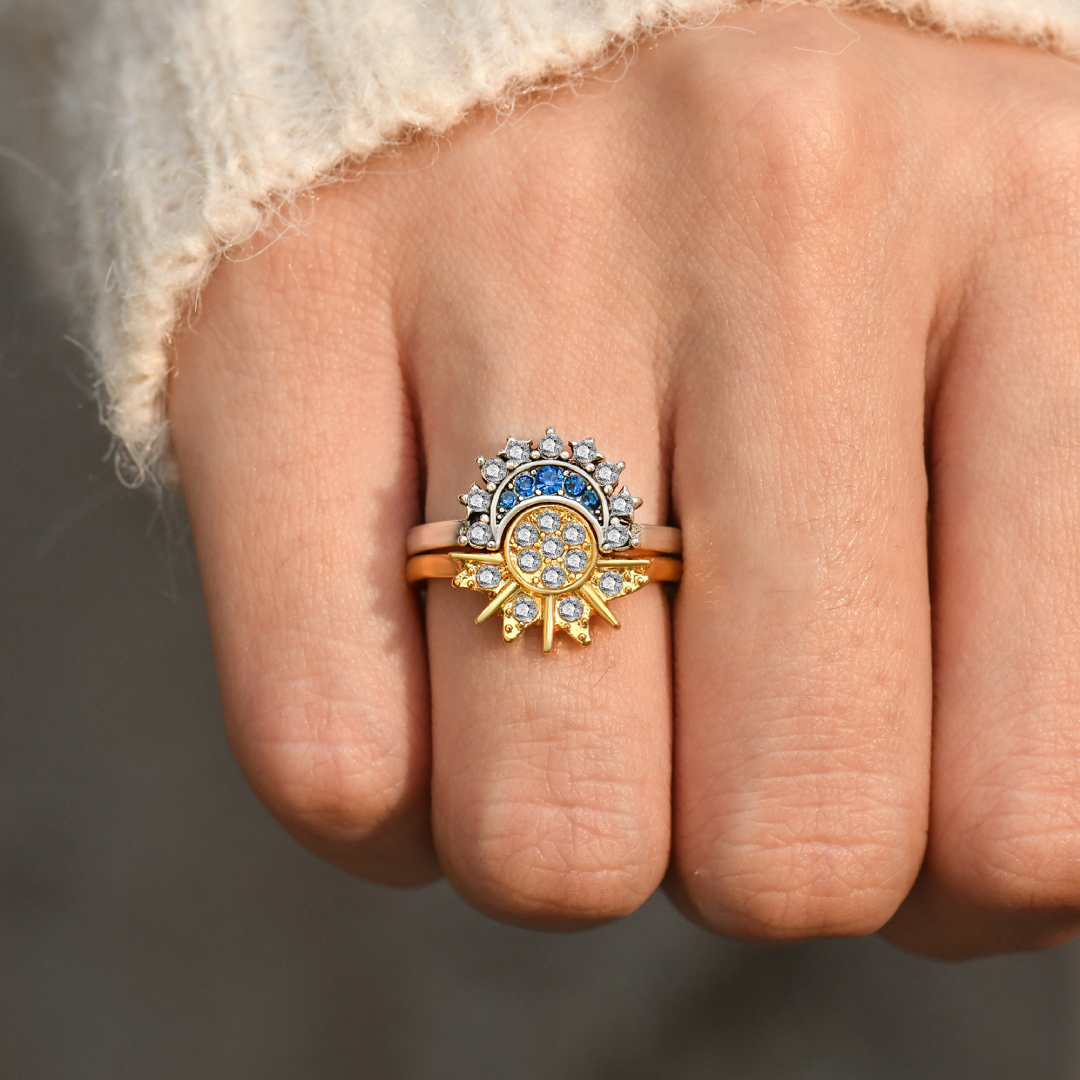 To My Best Friend, I'm Always Right Here Sun & Moon Ring Set