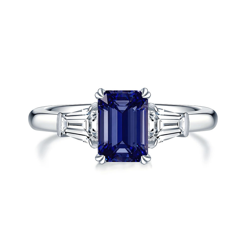 Elegant Emerald-Cut S925 Silver Ring