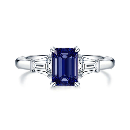 Elegant Emerald-Cut S925 Silver Ring