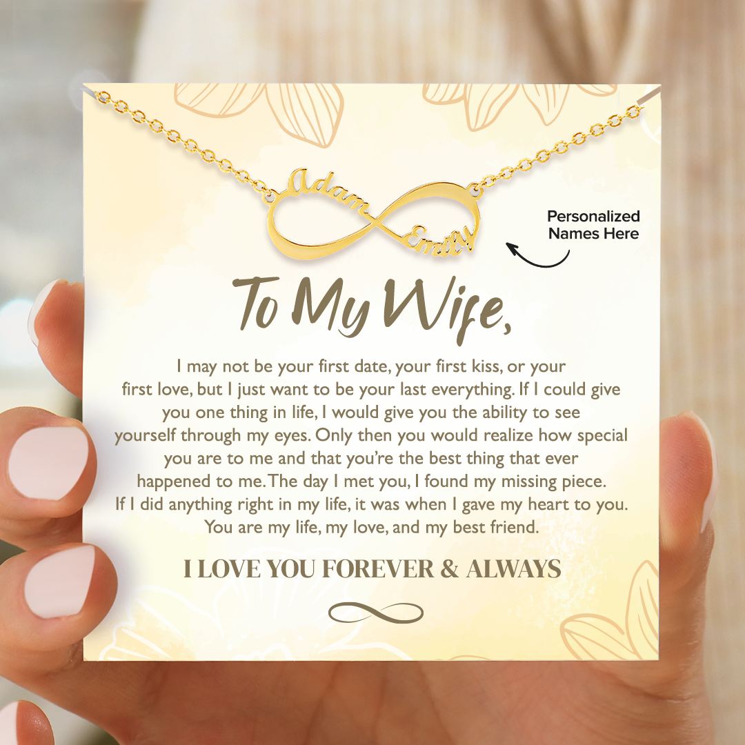 To My Wife, I Love You Forever & Always Personalized Infinity Necklace