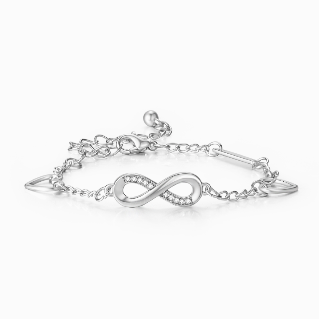 Grandmother and Granddaughter Forever Linked Together Heart Infinity Bracelet