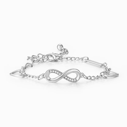 Grandmother and Granddaughter Forever Linked Together Heart Infinity Bracelet