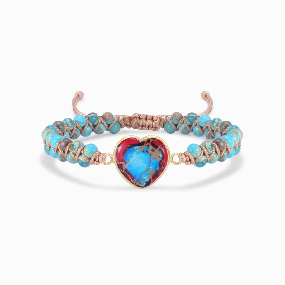 Madre e hija, te amo para siempre Pulsera de corazón de jaspe