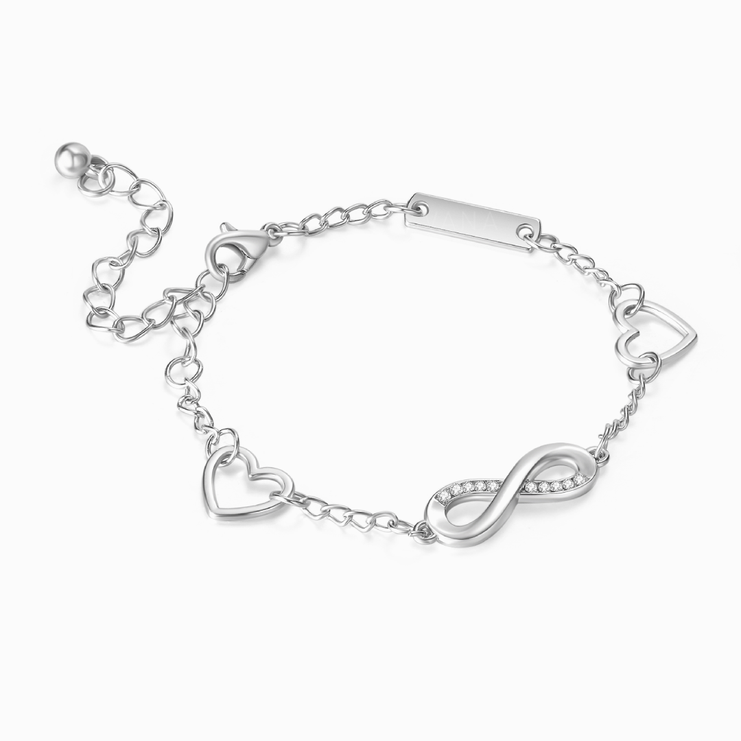 Grandmother and Granddaughter Forever Linked Together Heart Infinity Bracelet