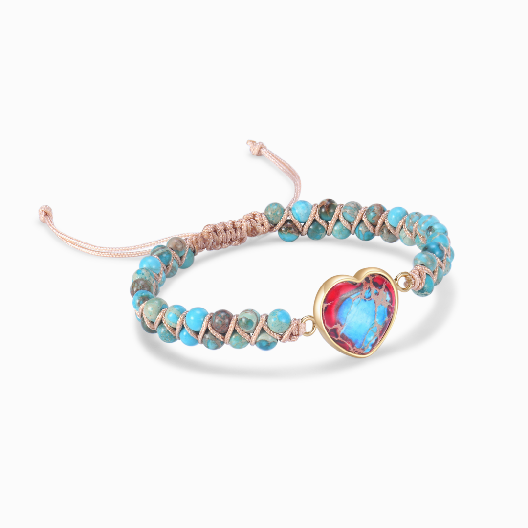 Mother & Daughter, Love You Forever Jasper Heart Bracelet