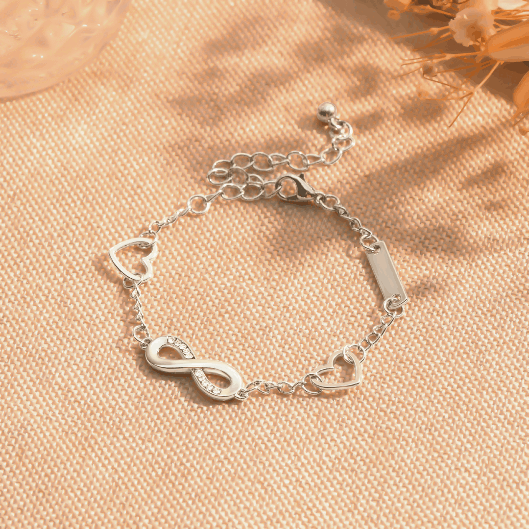 Grandmother and Granddaughter Forever Linked Together Heart Infinity Bracelet