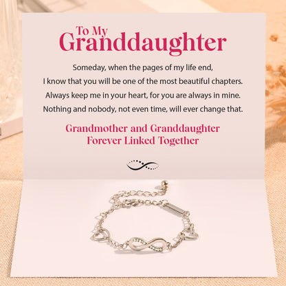 Grandmother and Granddaughter Forever Linked Together Heart Infinity Bracelet