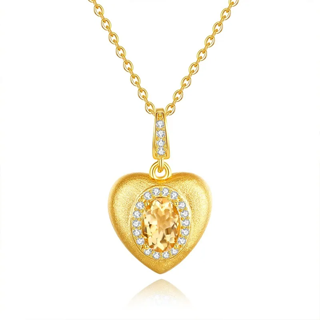 S925 Heart Shaped Gemstone Necklace